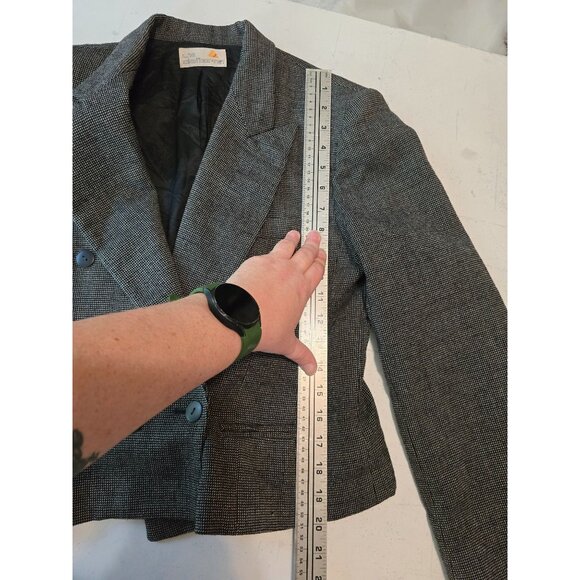 Liz Claiborne Vintage 90s Houndstooth Wool Double-Breasted Cropped Blazer - Picture 9 of 10